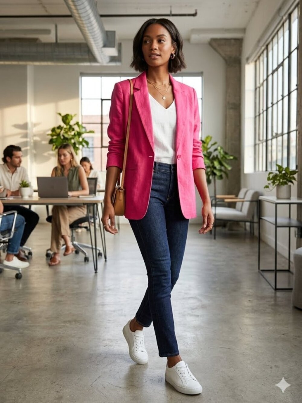 Fashion Options Linen Blazer Pink Lined Notch Collar Pockets Single Button SZ 8